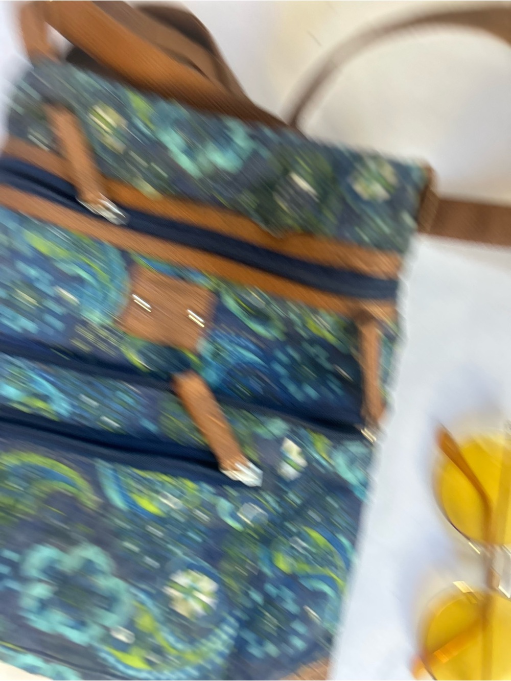 Quilted Stone Mountain Floral Crossbody Bag in Teal and Brown - Picture 4 of 6